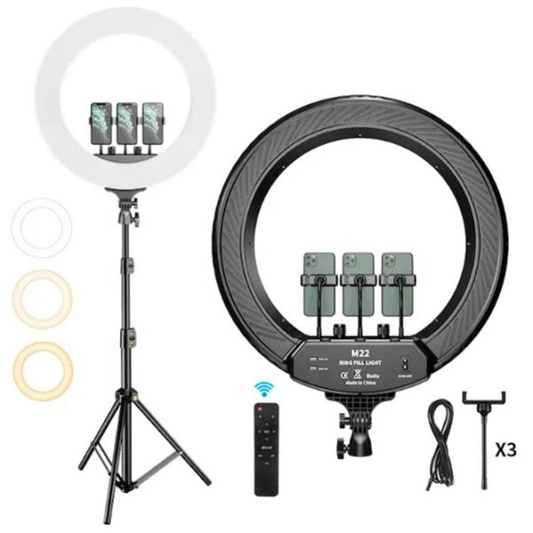 Штатив с круглой лампой Selfie Ring Light M22S 558 мм Черный photo 2