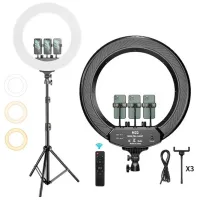 Trepied cu lampă Selfie Ring Light M22S 558 mm Black photo 2