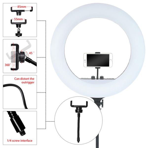 Штатив с круглой лампой Selfie Ring Light RL-21 533 мм Черный photo 3