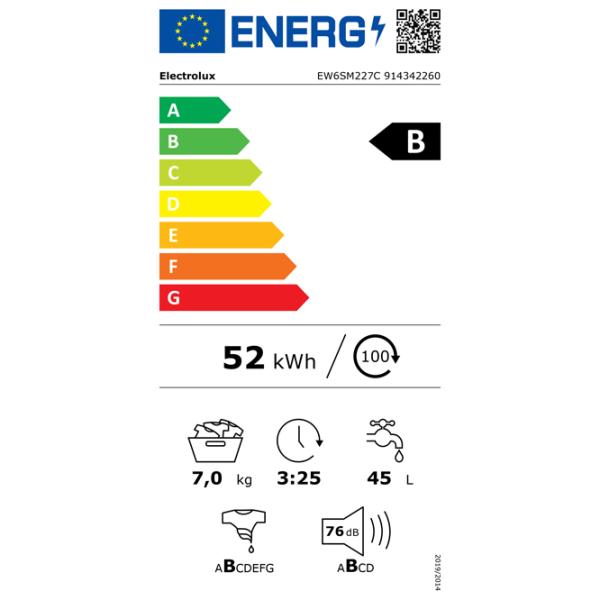 Mașină de spălat Electrolux EW6SM227C 7 kg / 1200 rpm / White photo 3