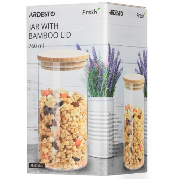 Rezervor de stocare Ardesto AR1376BLR 0.76 l/ Bambus/ Transparent photo 3