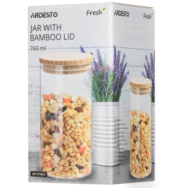 Rezervor de stocare Ardesto AR1376BLR 0.76 l/ Bambus/ Transparent photo 3