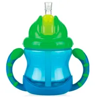 Sticluță cu pai Nuby NV0404002 240 ml 12 luni/ Silicon/ Multicolor photo 2