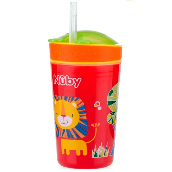 Sticluță cu pai Nuby ID10373 270 ml 24 luni/ Plastic/ Multicolor photo 2