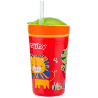 Sticluță cu pai Nuby ID10373 270 ml 24 luni/ Plastic/ Multicolor photo 2