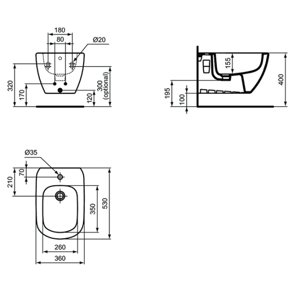 Биде Ideal Standard TESI T3552V1 Фарфор photo 2