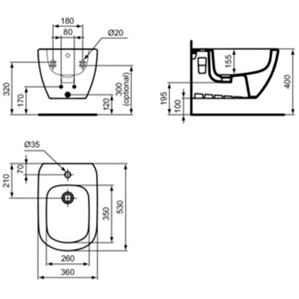 Bideu Ideal Standard TESI T457001 Porțelan photo 2