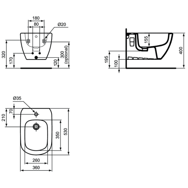 Биде Ideal Standard TESI T355201 Фарфор photo 2