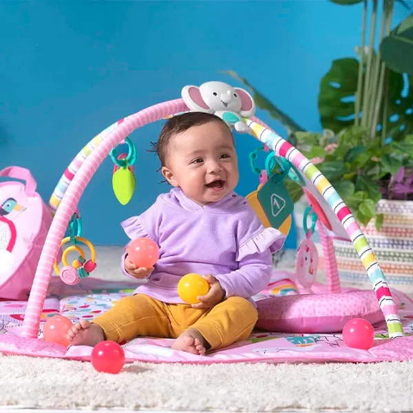 Covoraş pentru joc Bright Starts Gym & Ball Pit Rainbow Tropics () 0+/ Transformer/ Pink photo 3