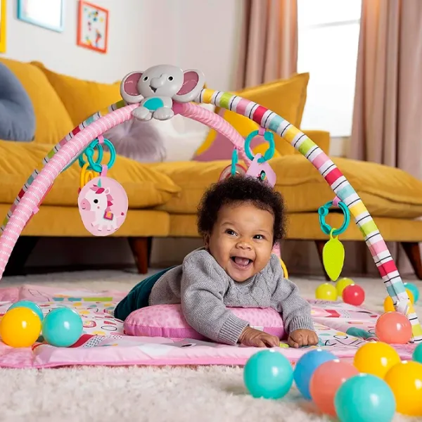 Covoraş pentru joc Bright Starts Gym & Ball Pit Rainbow Tropics () 0+/ Transformer/ Pink photo 4