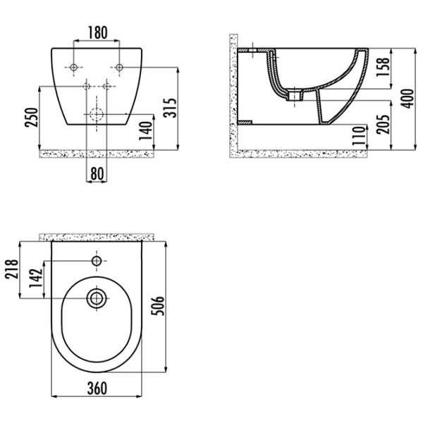 Биде Creavit FE510-00MB00E-000 Фарфор photo 2