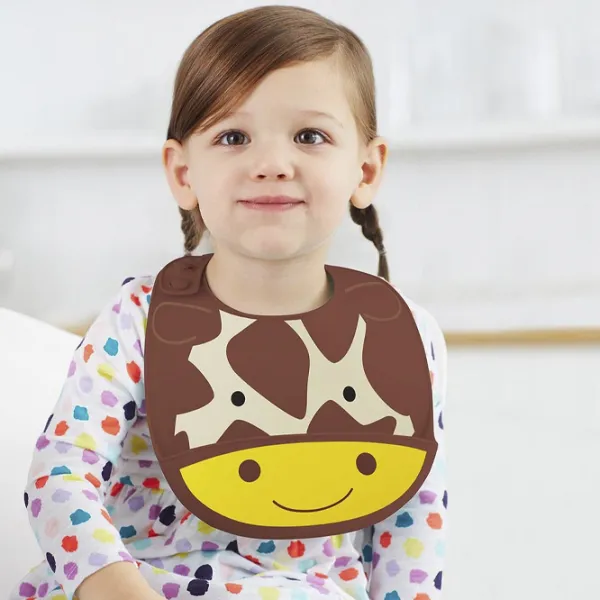 Bavetă Skip Hop Zoo Giraffe Clasică/ Silicon/ Brown photo 2