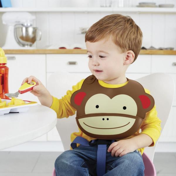 Bavetă Skip Hop Zoo Monkey Clasică/ Silicon/ Brown photo 2