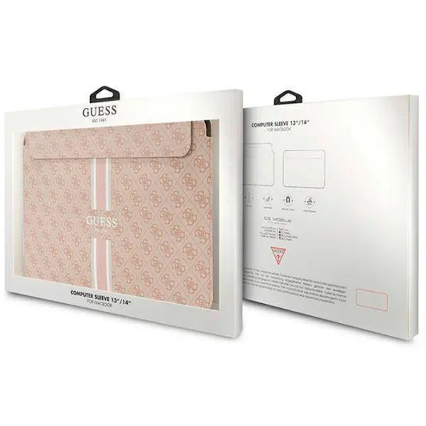Husă pentru laptop GUESS 4G Printed Stripes 14"/ Pink photo 4