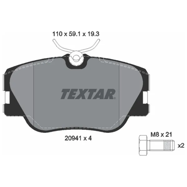 Тормозные колодки Textar 2094102 передние/ Дисковые photo 2 Тормозные колодки Textar 2094102 передние/ Дисковые photo 2