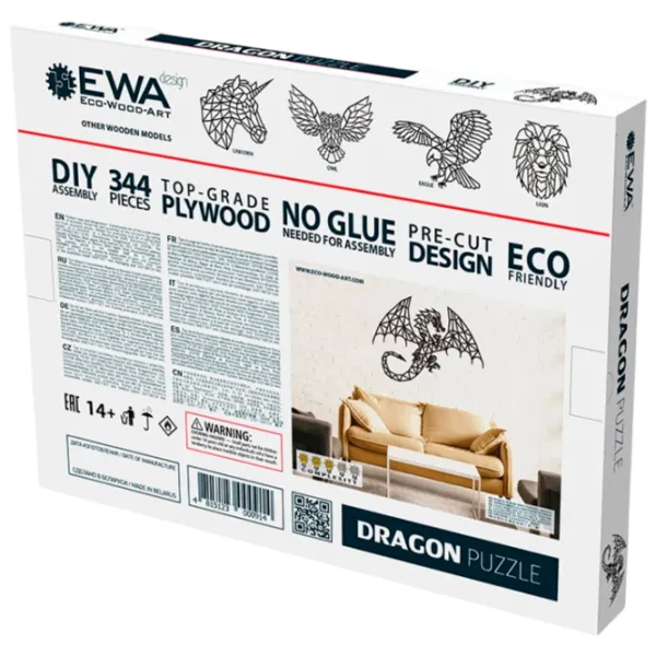 Puzzle 3D Ewa Toys Dragon 14+/ Numărul de piese: 344 photo 5