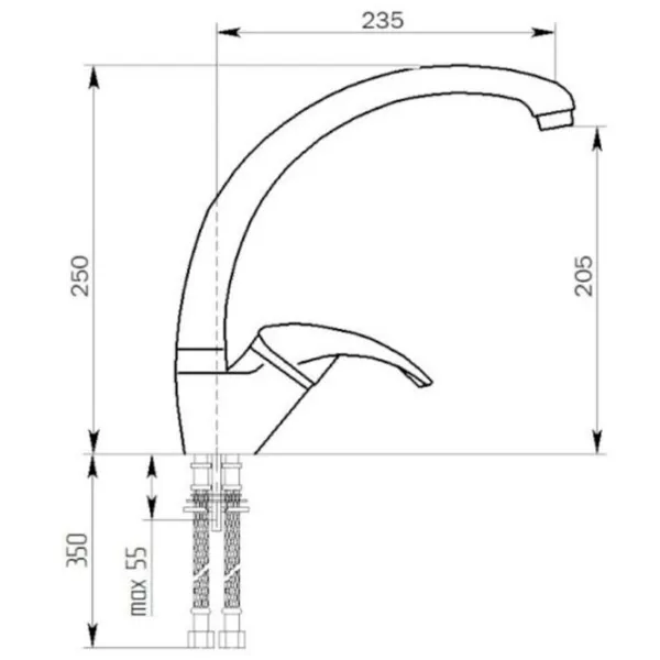 Baterie pentru bucătărie SV-mebel МС-007 mono comandă/ pivotantă/ Alamă/ Zăpadă albă photo 2