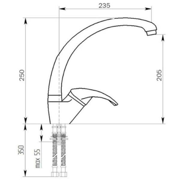 Baterie pentru bucătărie SV-mebel МС-007 mono comandă/ pivotantă/ Alamă/ Zăpadă albă photo 2