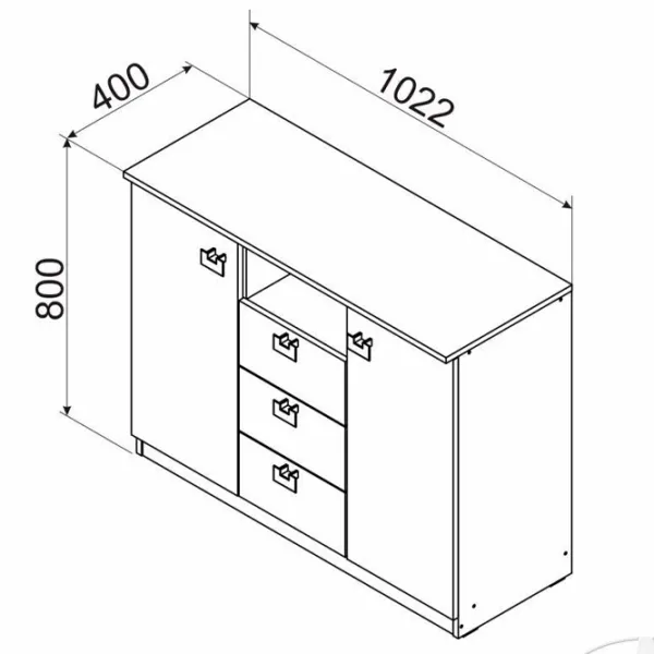Комод Ambianta Rio 80см x 102.2см x 40см/ ДСП/ Тёмное сонома photo 3