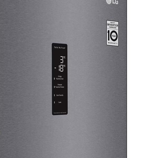 Frigider LG GBP32DSKZN cu congelator jos 384 l / 203 cm / Inox photo 5