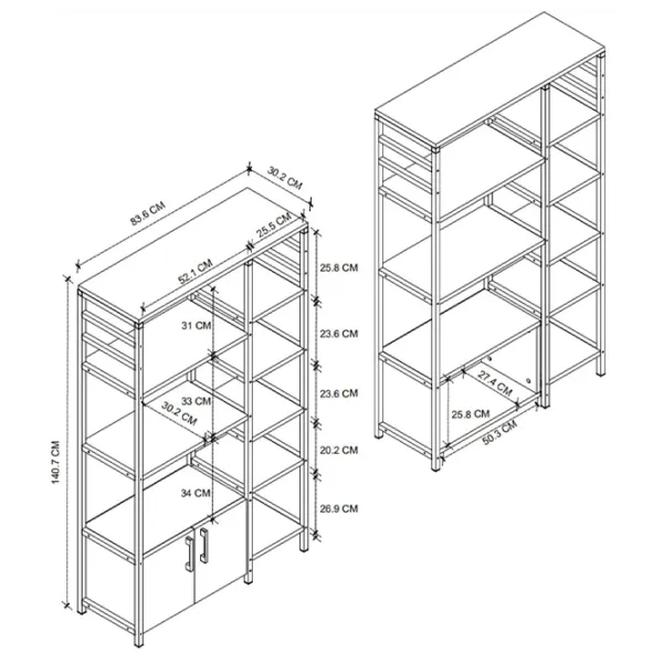 Стеллаж Fabulous 2U8R 140.7см x 83.6см x 30.2см cm/ Металл/ Black photo 3 Стеллаж Fabulous 2U8R 140.7см x 83.6см x 30.2см cm/ Металл/ Black photo 3