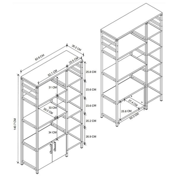 Стеллаж Fabulous 2U8R 140.7см x 83.6см x 30.2см cm/ Металл/ Black photo 3 Стеллаж Fabulous 2U8R 140.7см x 83.6см x 30.2см cm/ Металл/ Black photo 3