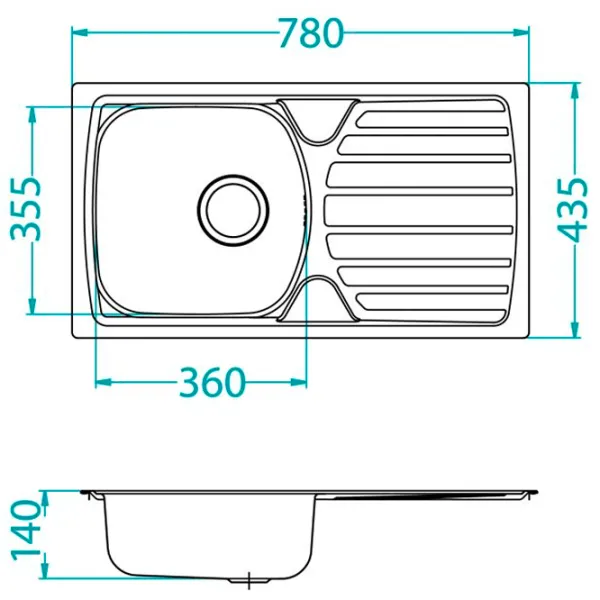 Кухонная мойка Alveus Basic 170 78 x 43.5 / Нержавеющая сталь / Серебряный photo 3