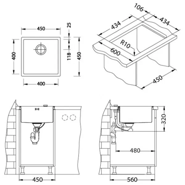 Кухонная мойка Alveus Quadrix 30 45 x 45 / Нержавеющая сталь / Медный photo 4