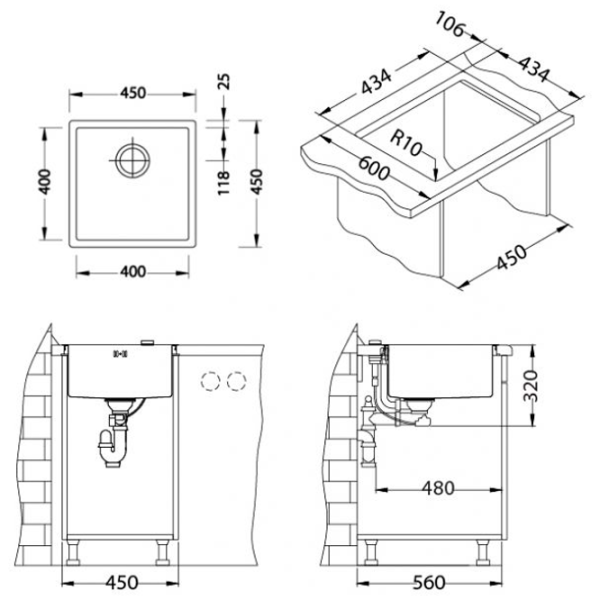 Кухонная мойка Alveus Quadrix 30 45 x 45 / Нержавеющая сталь / Медный photo 4