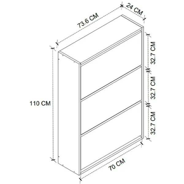 Dulap pentru încălțăminte Fabulous 3D 5639933 110 x 73.6 x 24/ PAL/ Pine photo 3