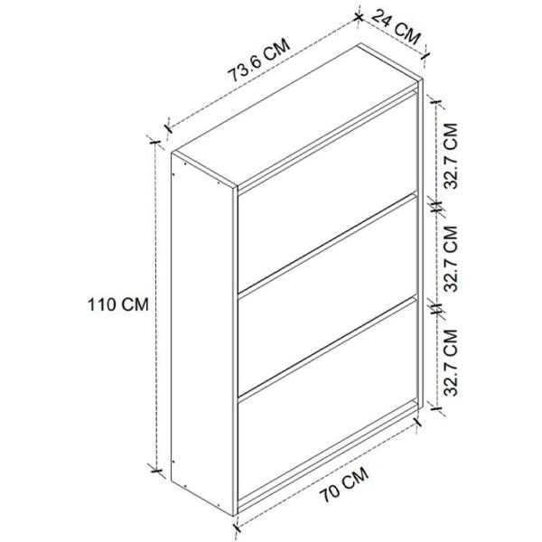 Dulap pentru încălțăminte Fabulous 3D 5639933 110 x 73.6 x 24/ PAL/ Pine photo 3