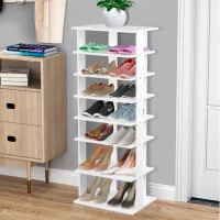 Etajeră pentru încălțăminte Costway JZ10125WH 110 x 47 x 25.6/ MDF/ Black photo 6
