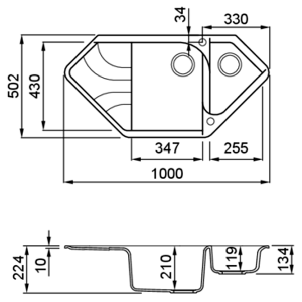 Кухонная мойка Elleci Ego corner 100 x 50.2 / Натуральный камень / Черный photo 2 Кухонная мойка Elleci Ego corner 100 x 50.2 / Натуральный камень / Черный photo 2