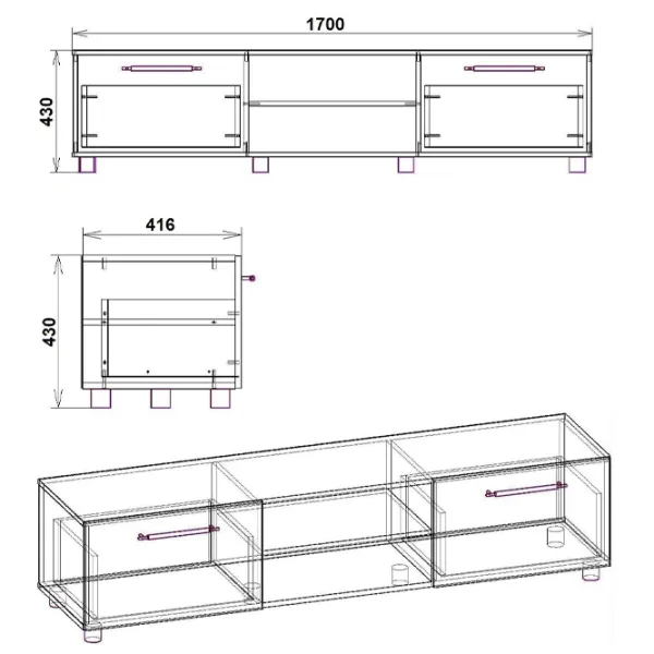 Comodă TV Nimfeia MG-3 43 x 170 x 41.6/ LPAL photo 2