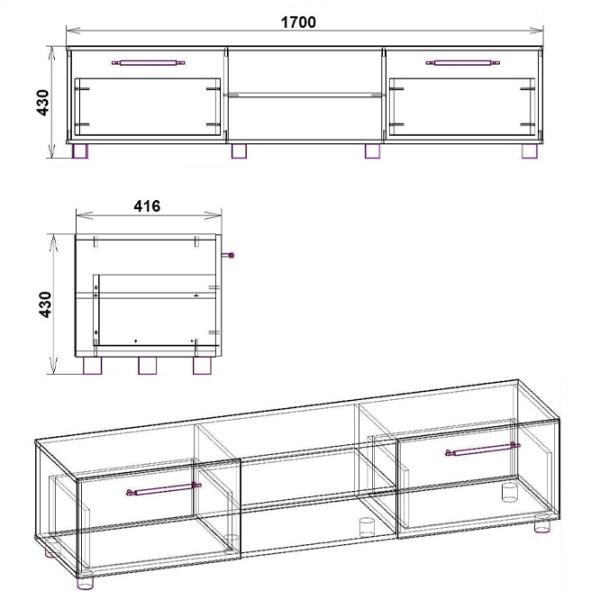 Comodă TV Nimfeia MG-3 43 x 170 x 41.6/ LPAL photo 2