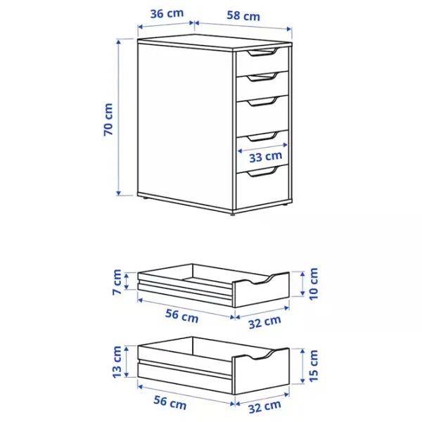Комод Ikea Alex 70см x 36см x 58см/ ДСП/ Белый photo 6