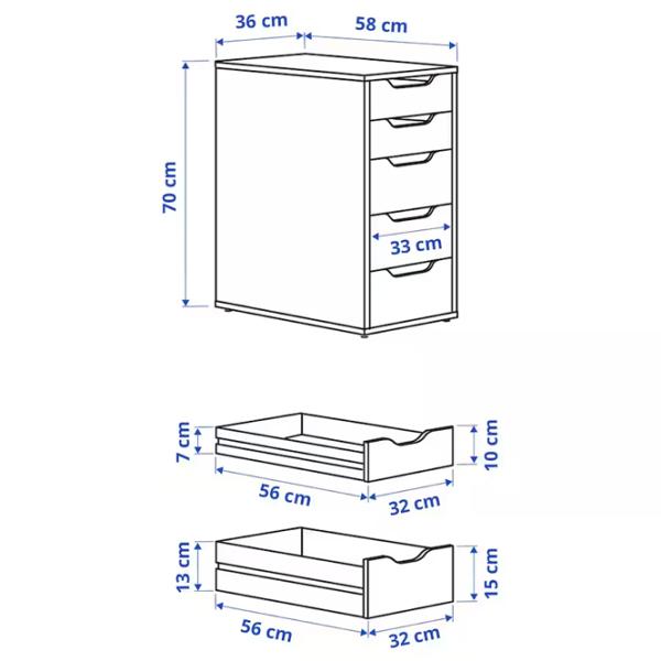 Комод Ikea Alex 70см x 36см x 58см/ ДСП/ Белый photo 6