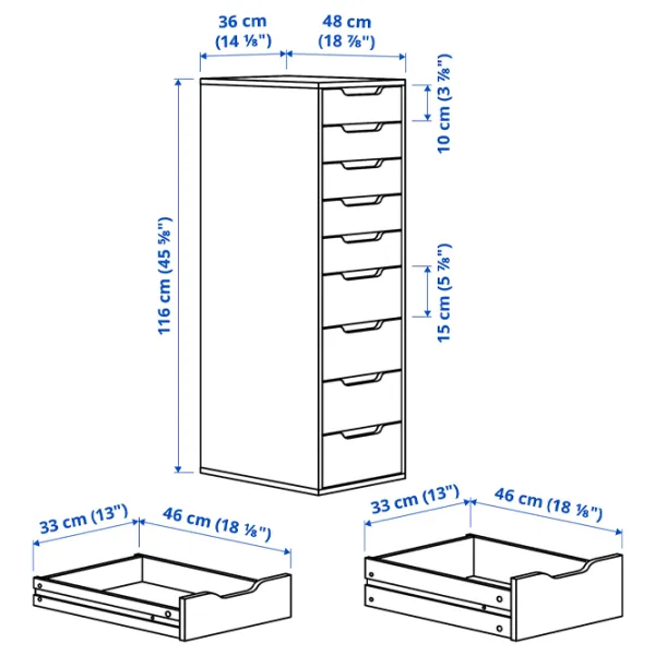 Comodă Ikea Alex 116 x 36 x 48/ MDF/ Alb photo 5