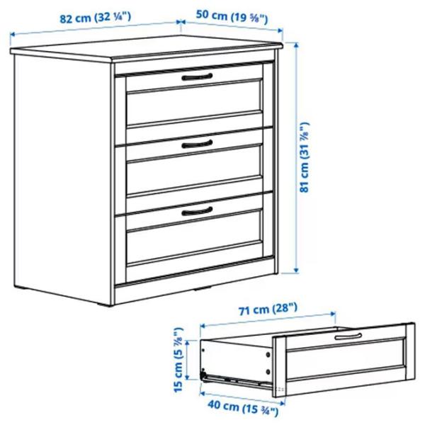 Comodă Ikea Songesand 81 x 82 x 50/ MDF/ Alb photo 6