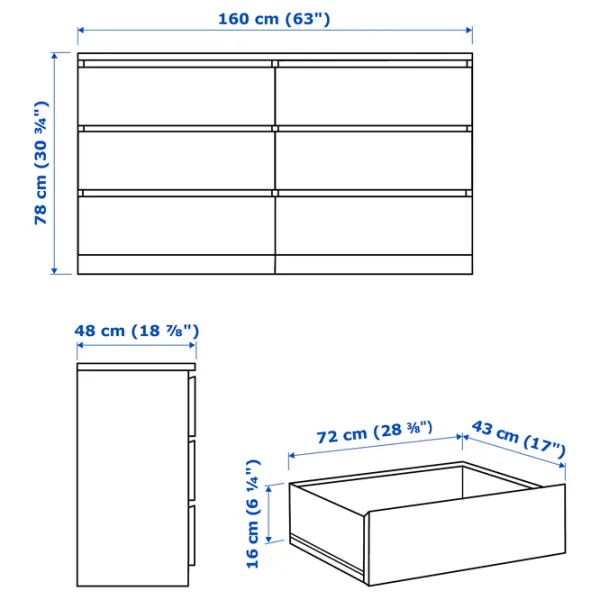 Comodă Ikea Malm 78 x 160 x 48/ PAL/ Alb photo 6