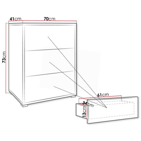 Comodă Mirjan24 Alekto/ Gesita K3SZ AK03 73 x 70 x 41/ PVC/ Alb photo 4