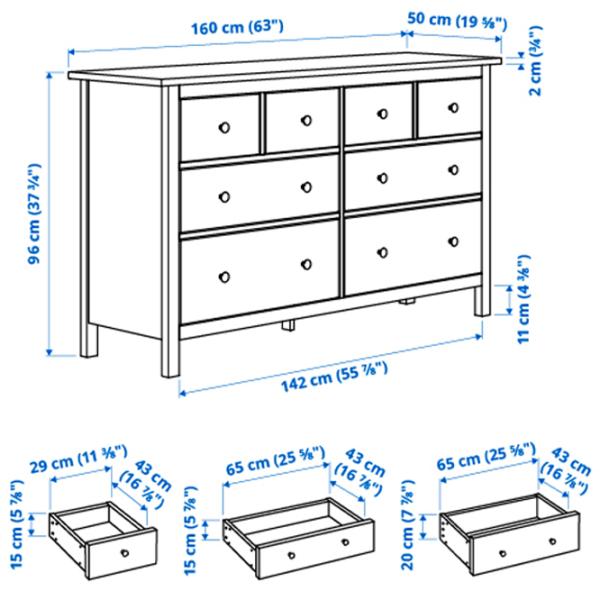 Комод Ikea Hemnes 96см x 160см x 50см/ МДФ/ Белый photo 7