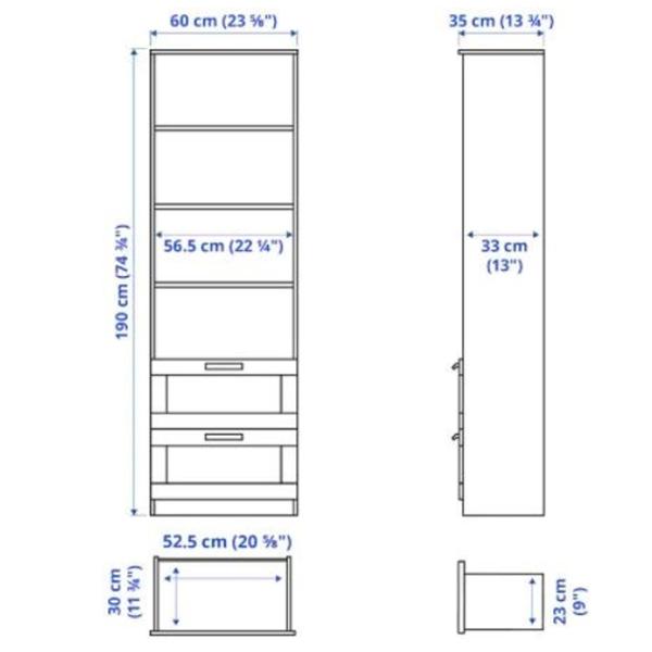 Шкаф с полками Ikea Brimnes 190см x 60см x 35см/ ДСП/ Черный photo 3 Шкаф с полками Ikea Brimnes 190см x 60см x 35см/ ДСП/ Черный photo 3