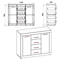 Тумбочки Compania MG-1 90см x 110см x 40см/ ЛДСП/ Дуб сонома photo 2