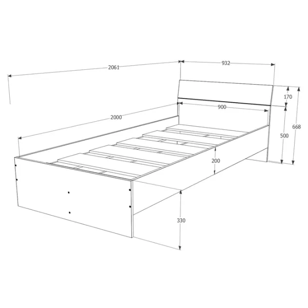 Кровать Haaus Leco 90 x 200 см/ ЛДСП/ Белый photo 3
