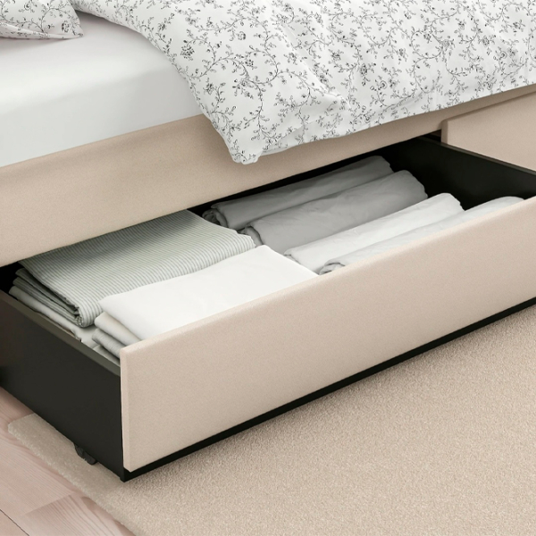 Кровать Ikea Hauga 160 x 200 см/ МДФ/ Бежевый photo 2 Кровать Ikea Hauga 160 x 200 см/ МДФ/ Бежевый photo 2