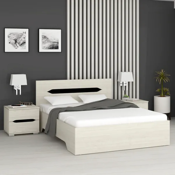 Кровать Marcel Prod Valencia 140 x 200 см/ ЛДСП/ Дуб Якорь Светлый photo 2