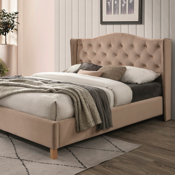 Кровать Signal Aspen Velvet 160 x 200 см/ ЛДСП/ Бежевый photo 2 Кровать Signal Aspen Velvet 160 x 200 см/ ЛДСП/ Бежевый photo 2