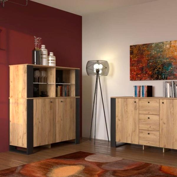 Comodă Sokme Old Wood 2D 128.5 x 106.5 x 44/ LPAL/ Craft auriu photo 3
