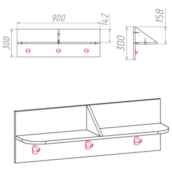 Вешалка KompaniT В-3 ЛДСП/ Дуб Сонома photo 2 Вешалка KompaniT В-3 ЛДСП/ Дуб Сонома photo 2